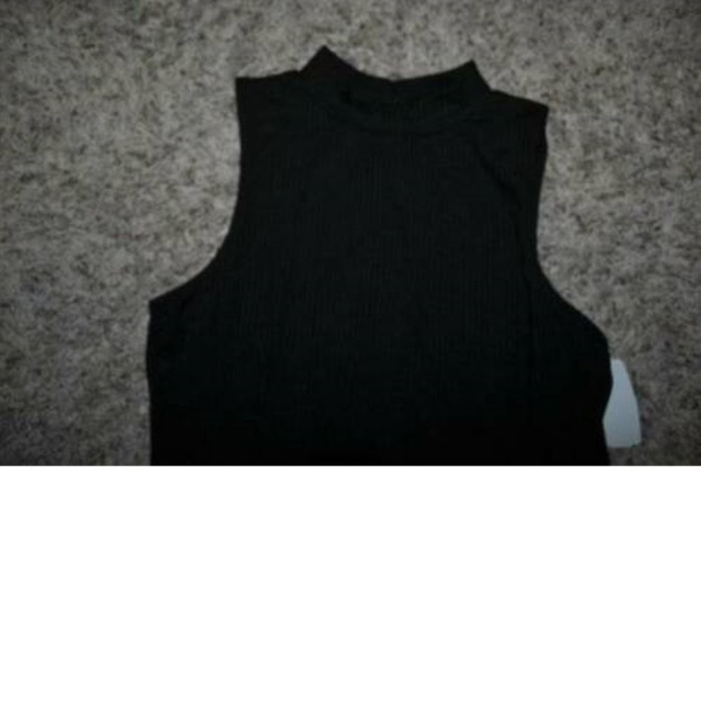 Candies Tunic Jr L Black Sleeveless Peplum High Neck Stretch Ribbed Teen Girls - Picture 2 of 5